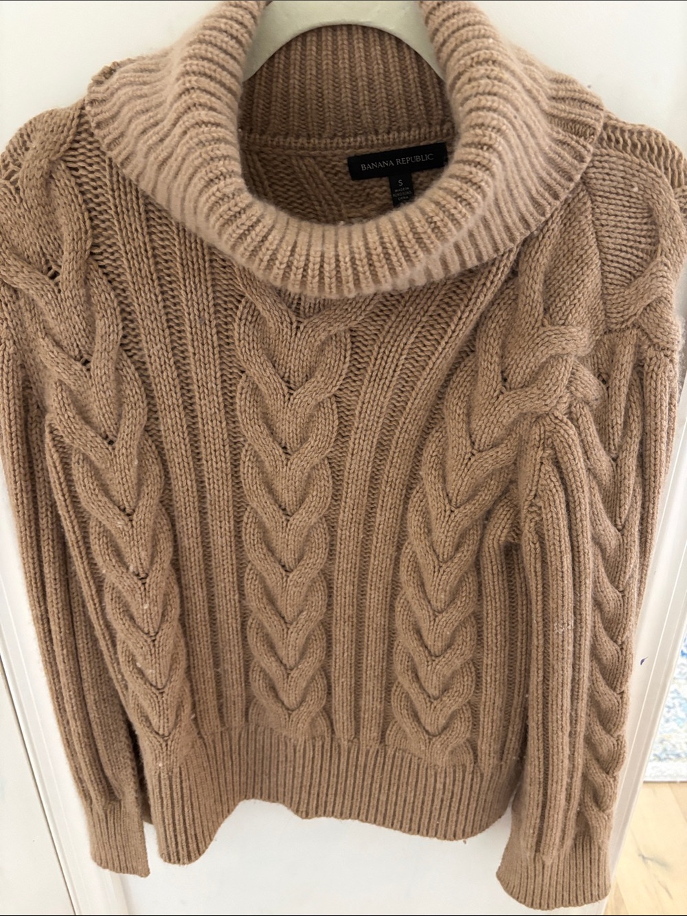 Banana Republic Cable Knit Turtleneck Sweater - Camel